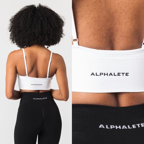 Alphalete seamless ribbed bra M White NWT $48 - Picture 2 of 6
